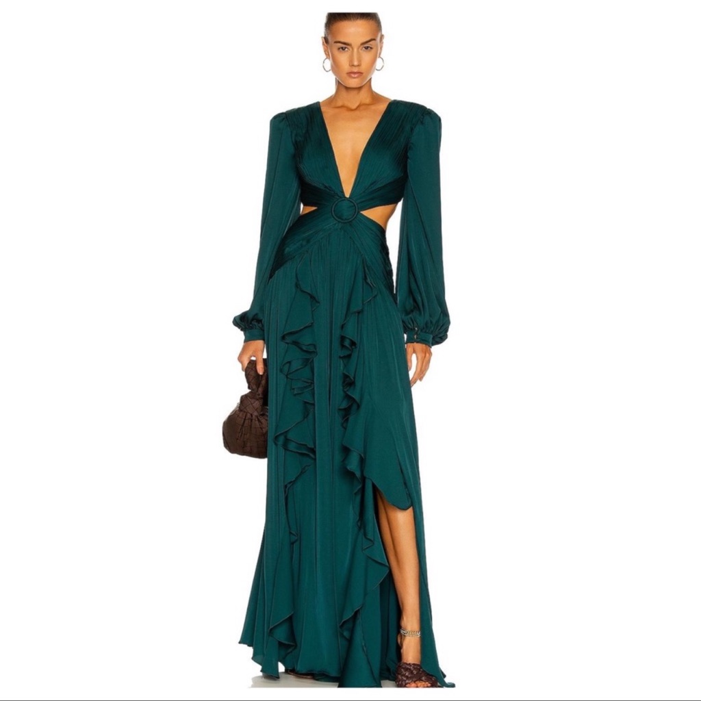 Patbo Cutout Plunge Gown In Prussian Green